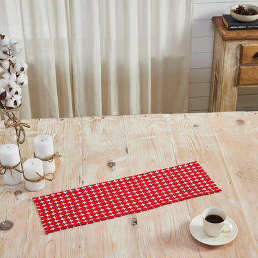 Gallen Red White Runner Fringed 8x24 - The Fox Decor